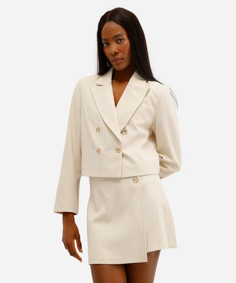 blazer cropped feminino texturizado amarelo