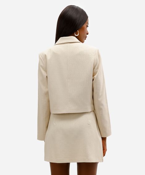 blazer cropped feminino texturizado amarelo