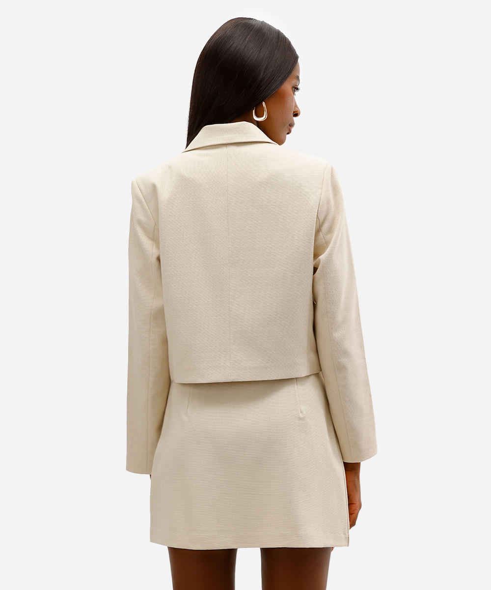 blazer cropped feminino texturizado amarelo