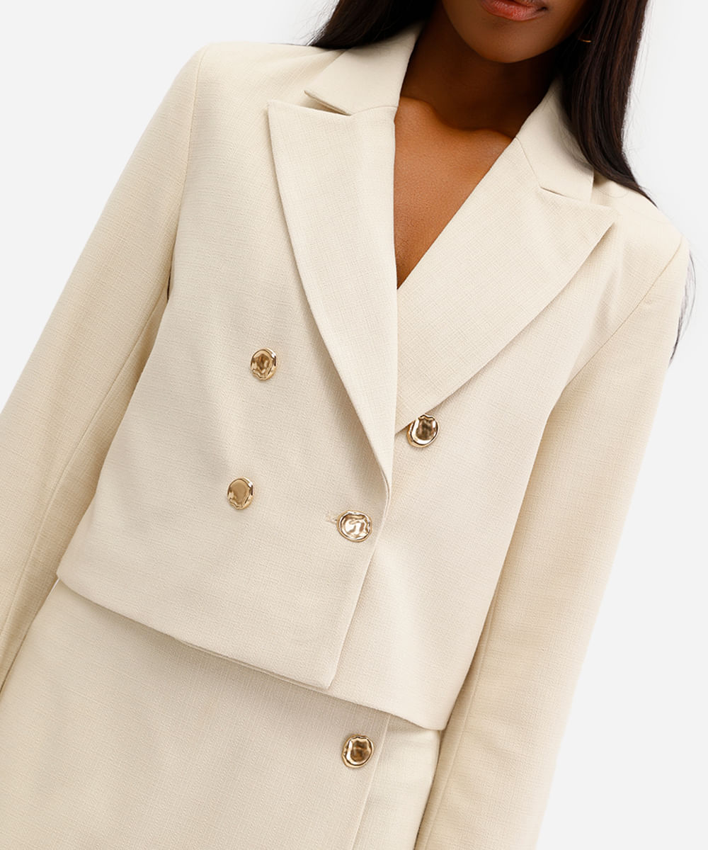 blazer cropped feminino texturizado amarelo