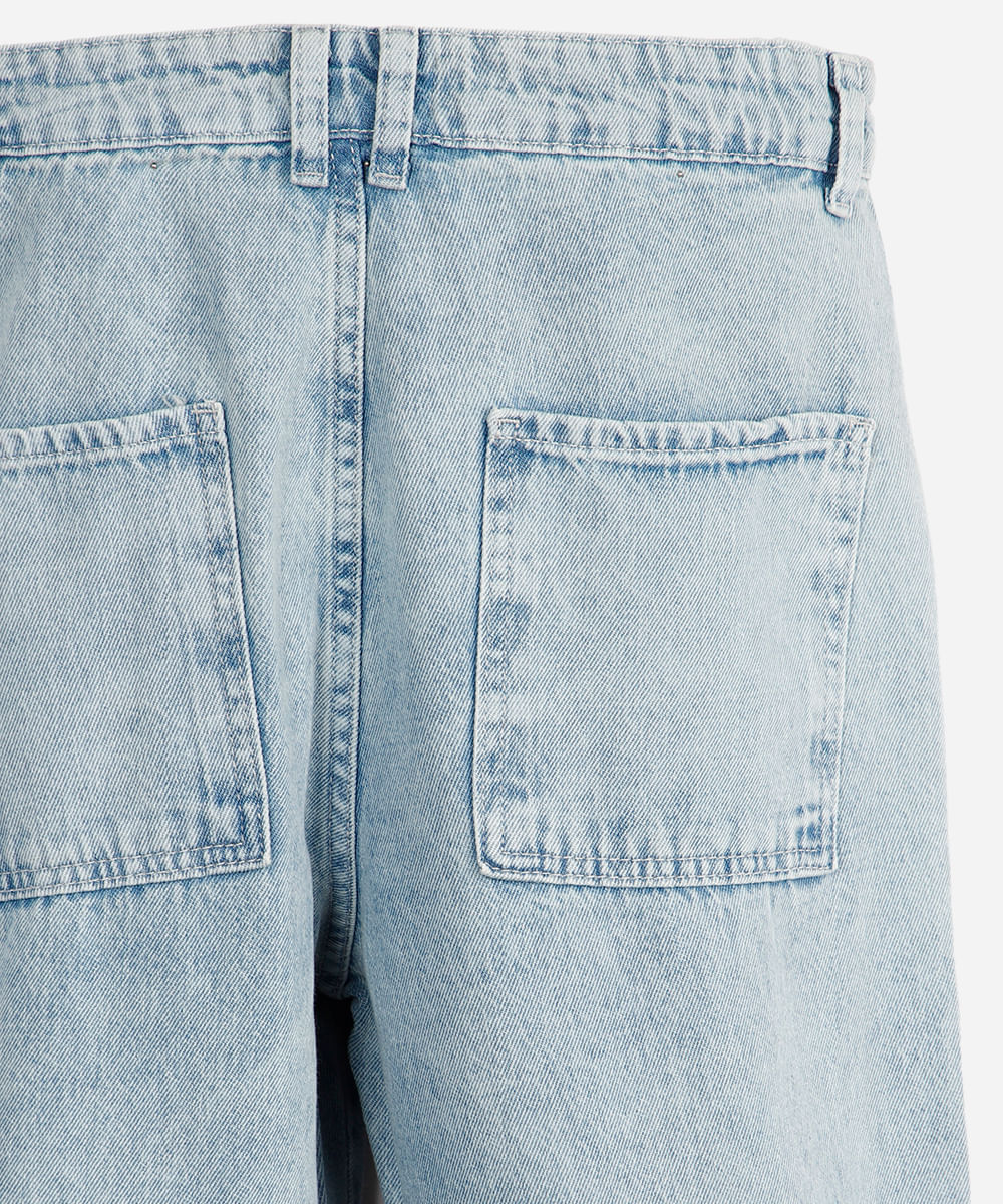 calça baggy juvenil jeans com bolsos azul
