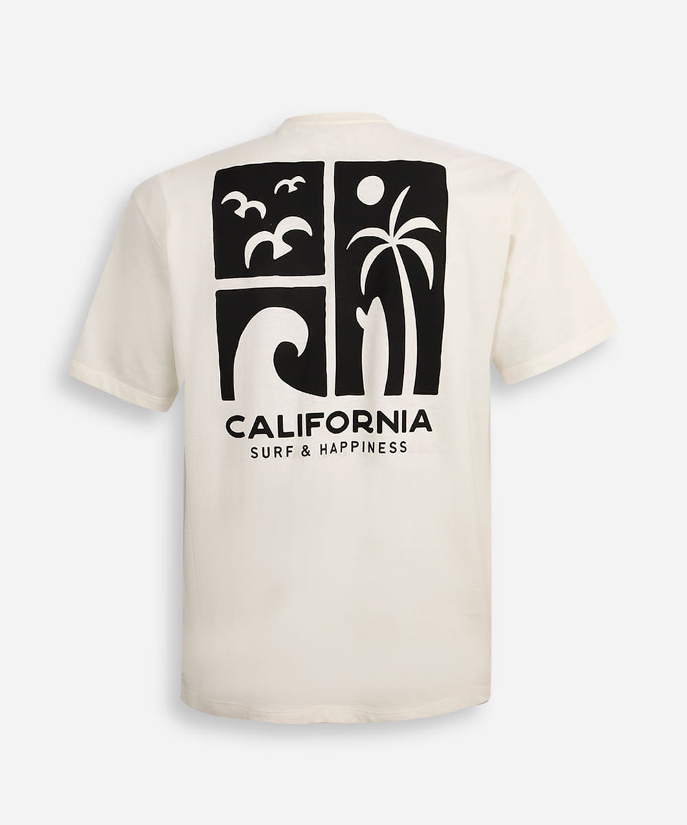 camiseta comfort juvenil de algodão california off white
