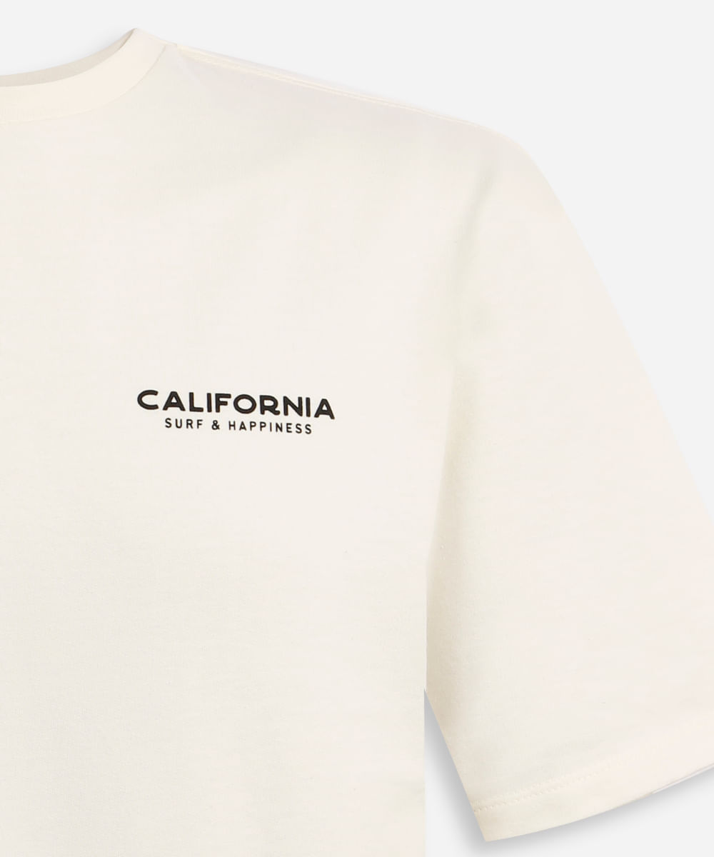 camiseta comfort juvenil de algodão california off white