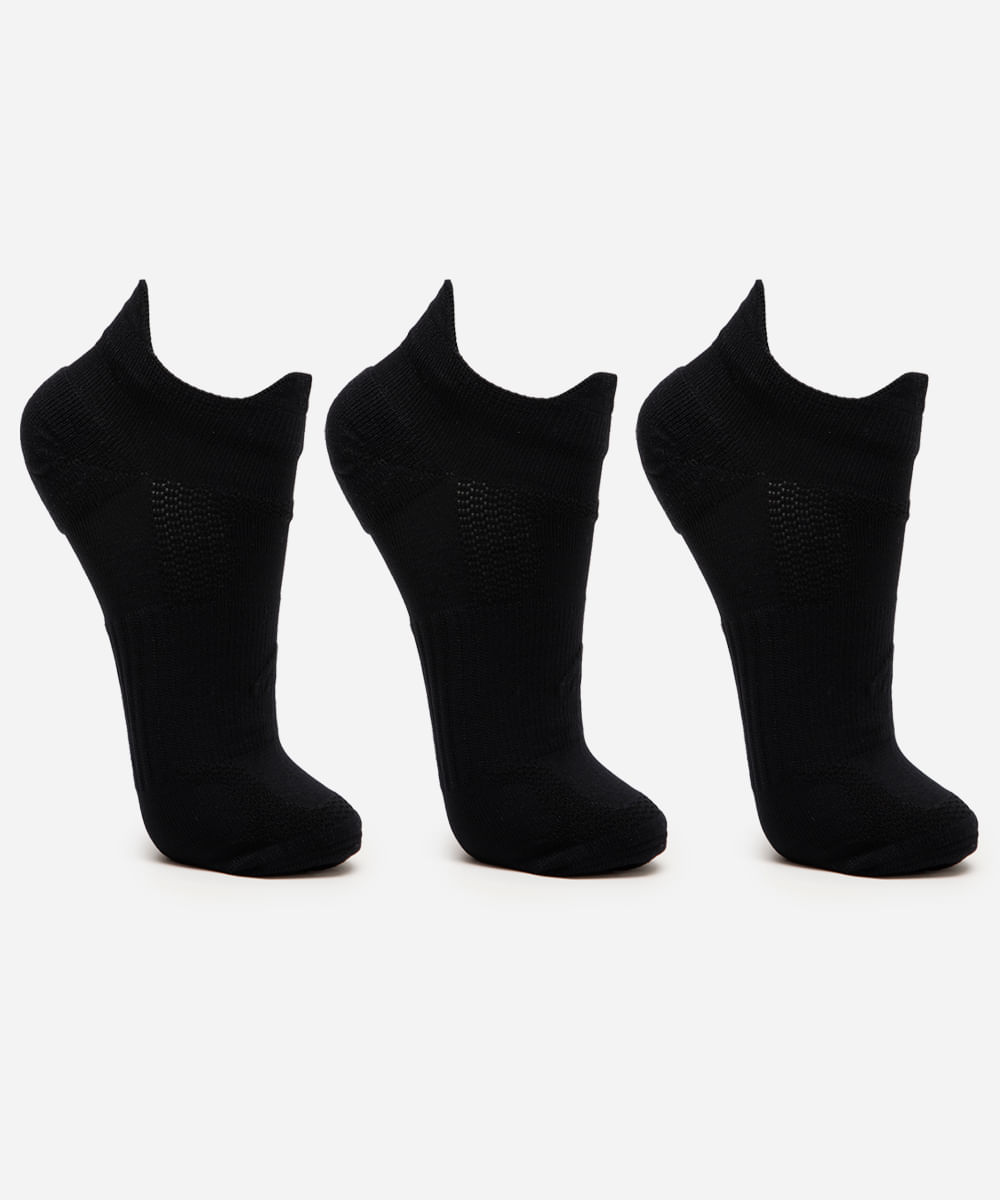 kit de 3 meias esportivasmasculinas cano curto preto