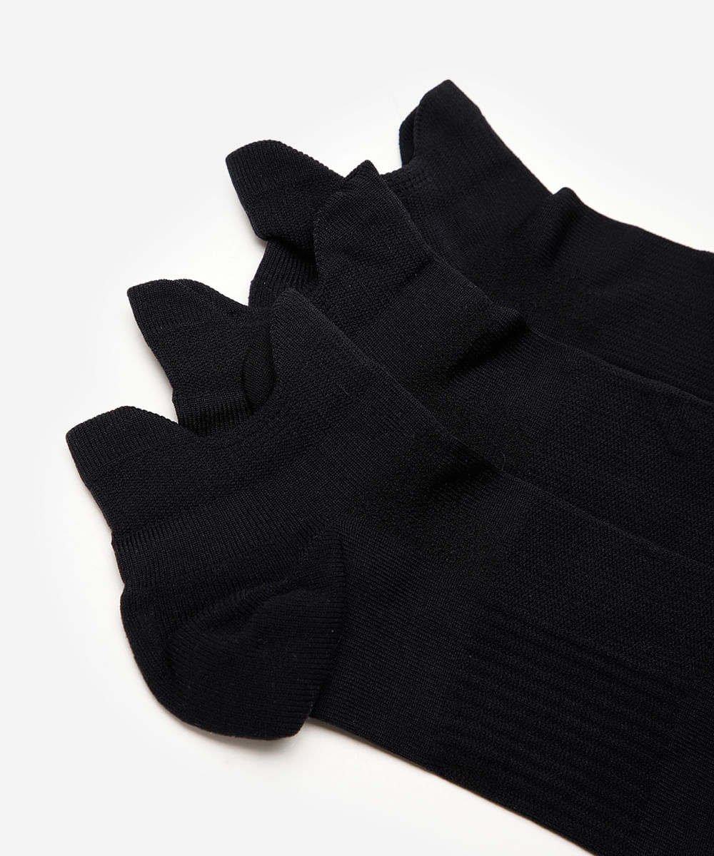kit de 3 meias esportivasmasculinas cano curto preto
