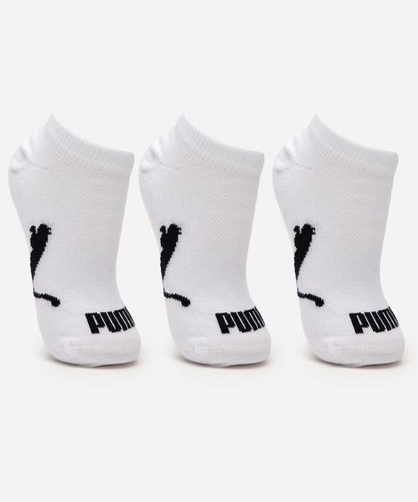 kit de 3 meias infantis sapatilha puma branca