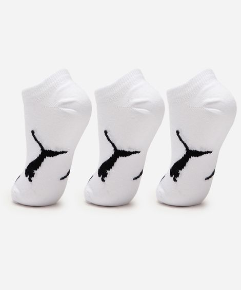 kit de 3 meias infantis sapatilha puma branca