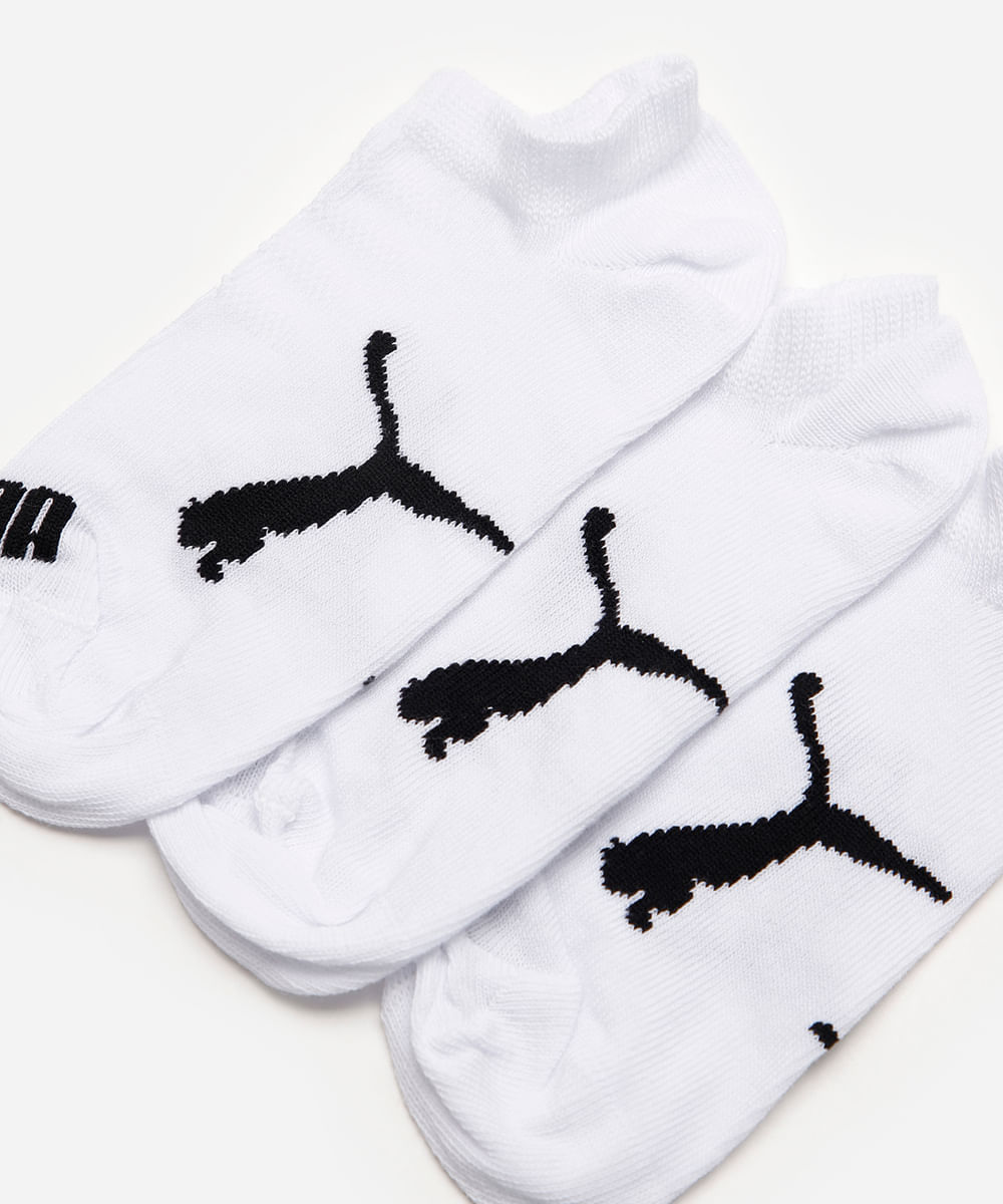 kit de 3 meias infantis sapatilha puma branca