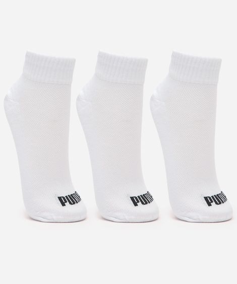 kit de 3 meias masculinas cano curto puma branca