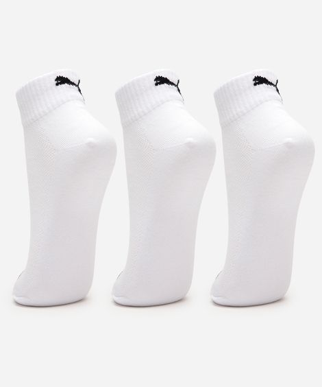 kit de 3 meias masculinas cano curto puma branca