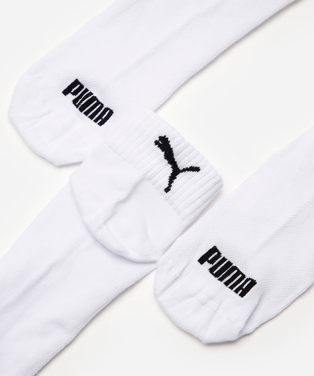kit de 3 meias masculinas cano curto puma branca