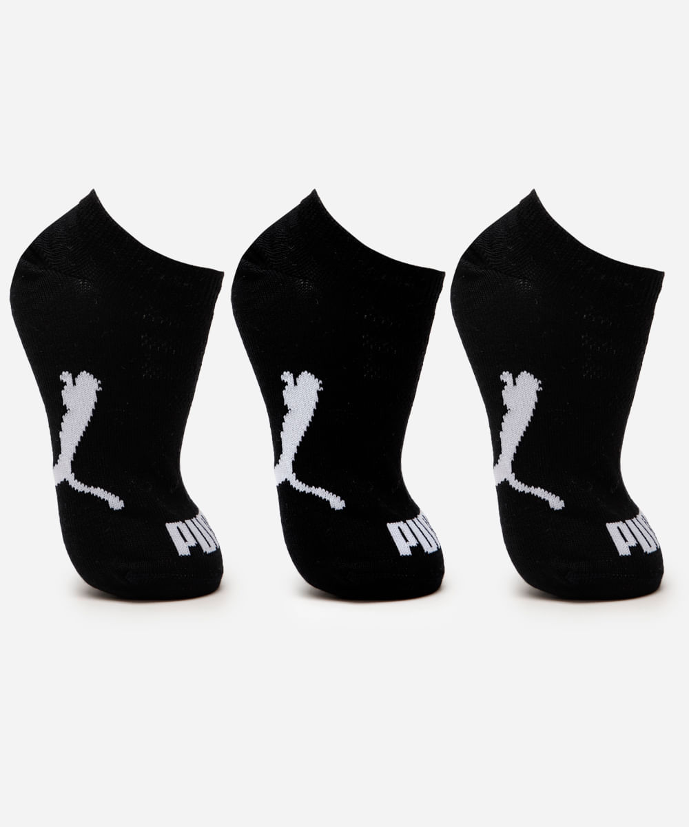 kit de 3 meias infantis sapatilha puma preta
