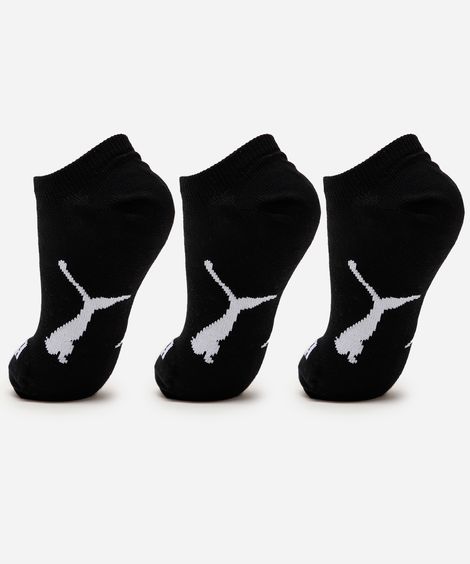 kit de 3 meias infantis sapatilha puma preta
