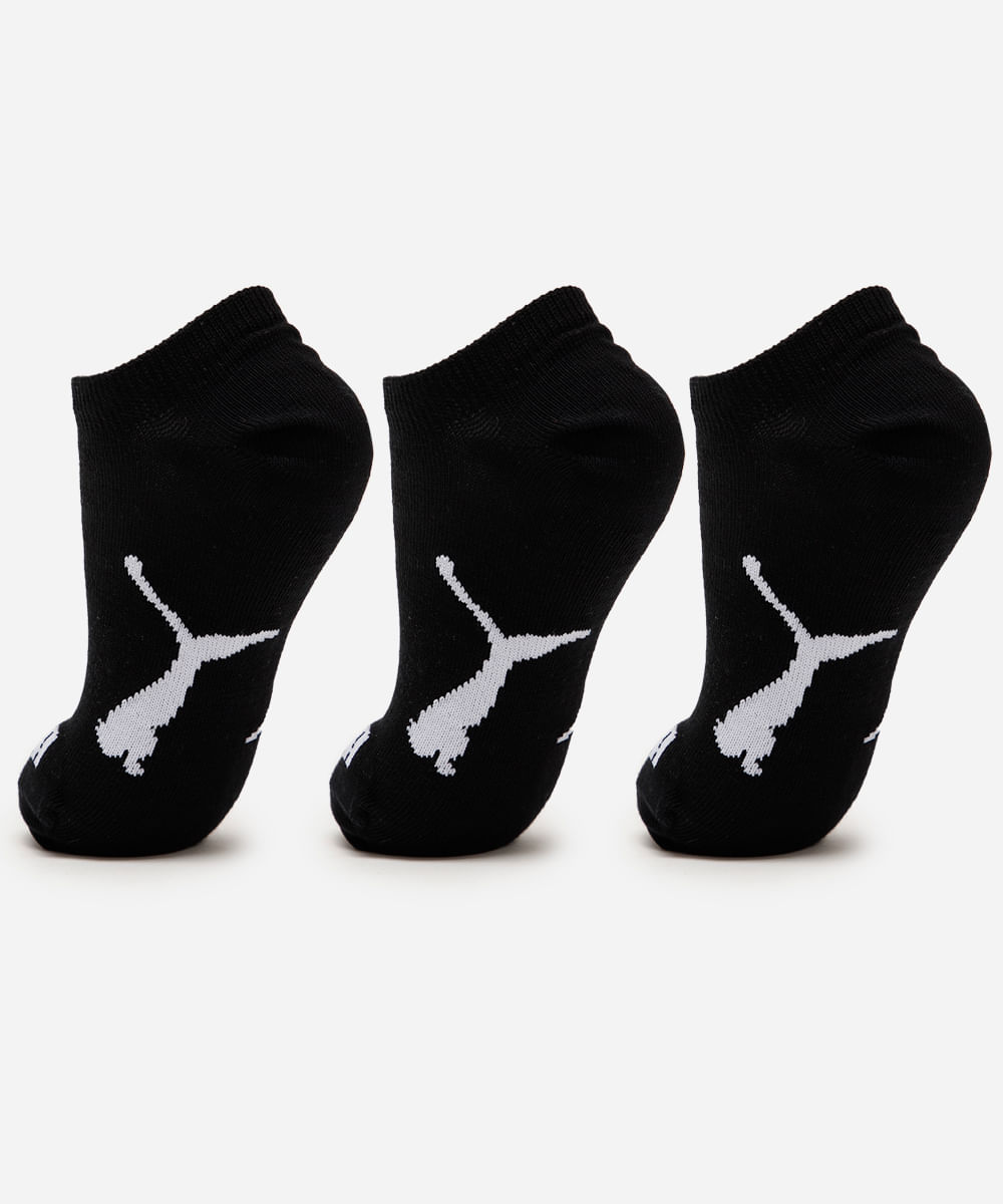 kit de 3 meias infantis sapatilha puma preta