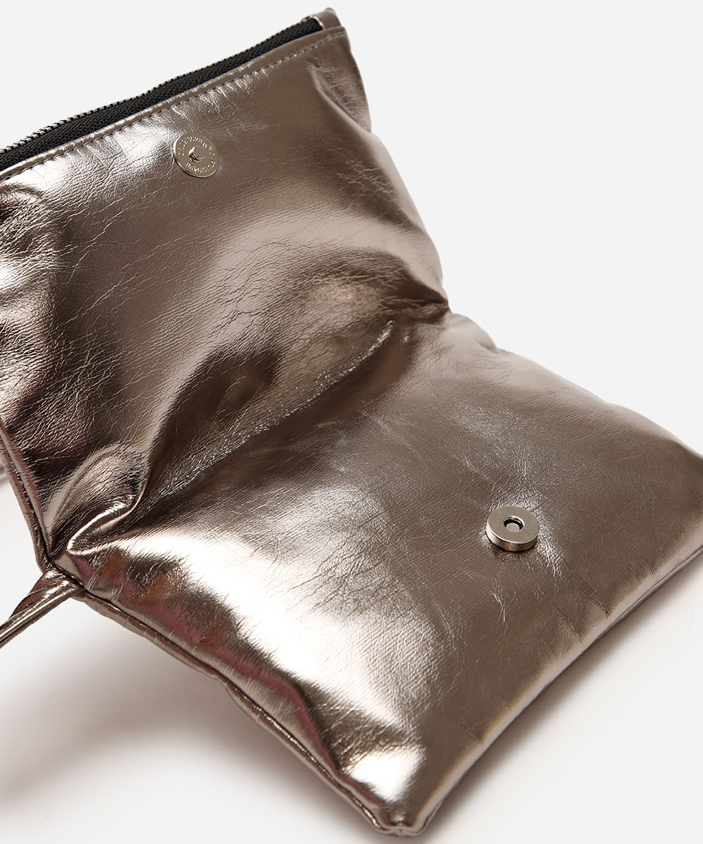 bolsa infantil transversal metalizada prateada