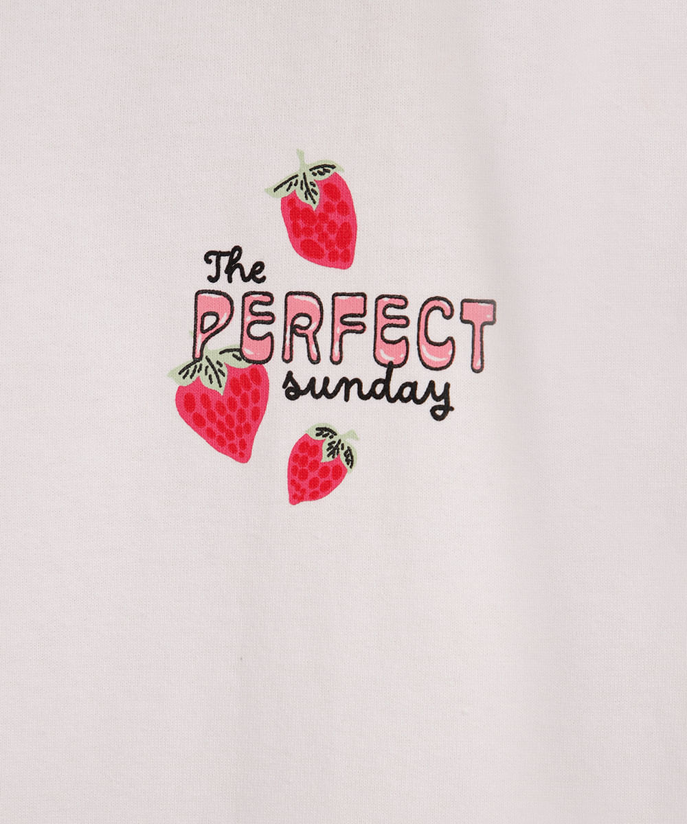 camiseta oversized juvenil de algodão the perfect sunday off white