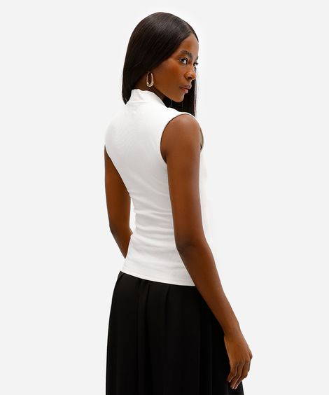 regata feminina com viscose decote v off white