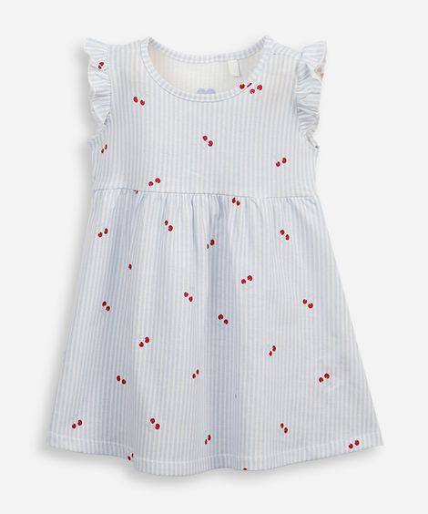 vestido evasê infantil de algodão listrado azul