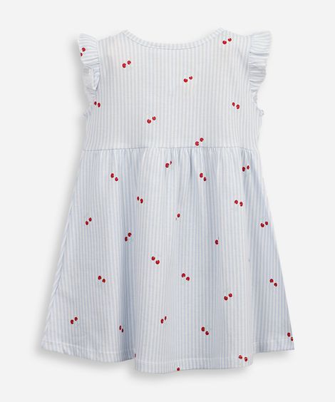 vestido evasê infantil de algodão listrado azul