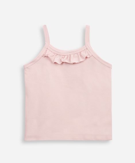 regata de algodão infantil com babado rosa