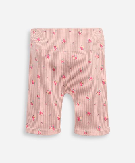 bermuda ciclista infantil canelada floral rosa