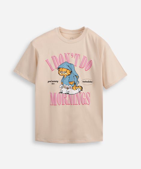 camiseta oversized juvenil de pijama bege