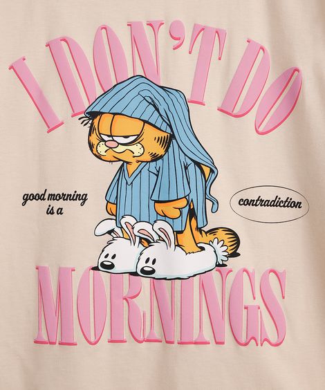 camiseta oversized juvenil de pijama bege