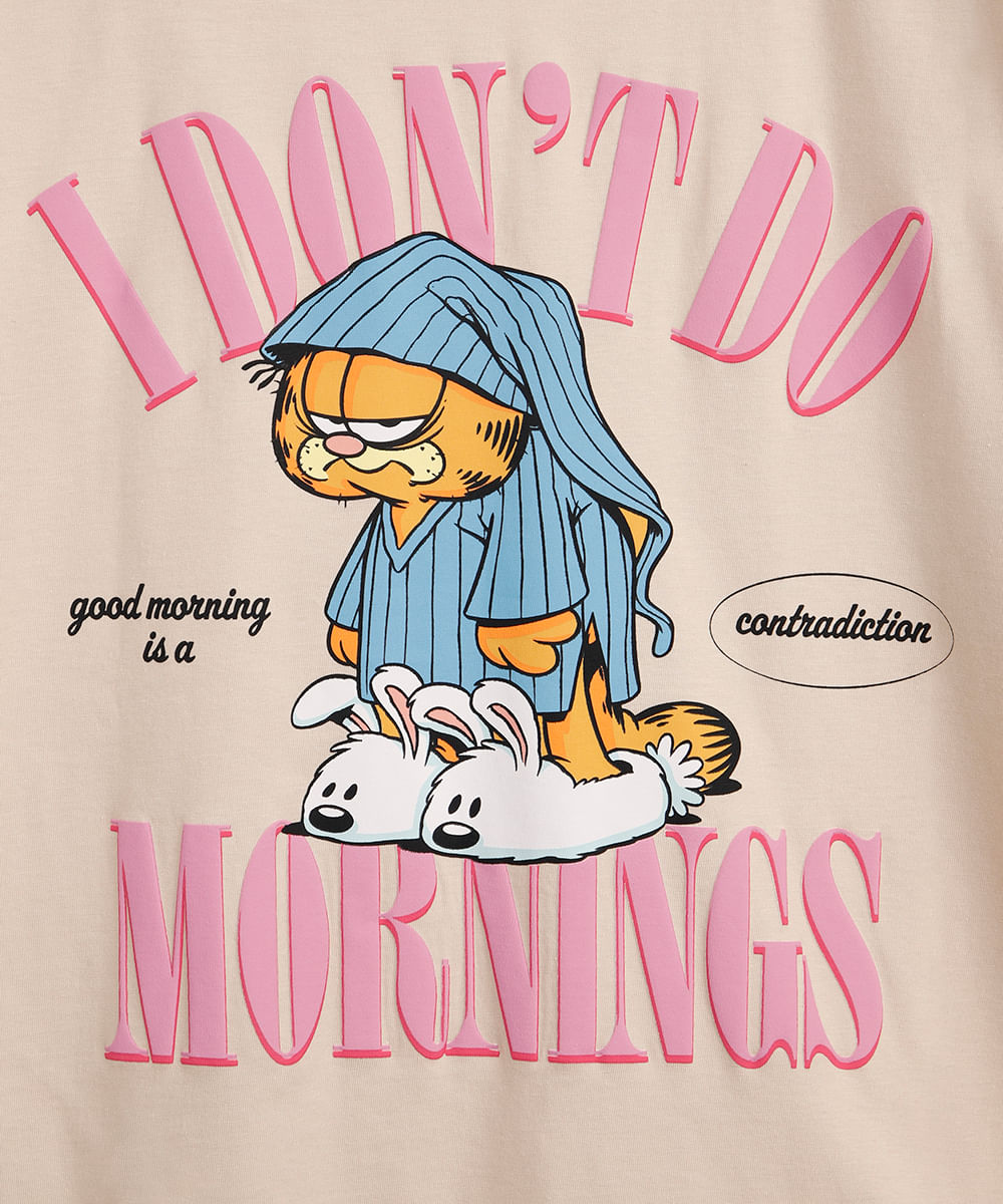 camiseta oversized juvenil de pijama bege