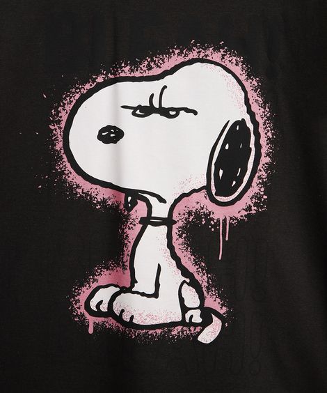 camiseta oversized juvenil de algodão snoopy cinza