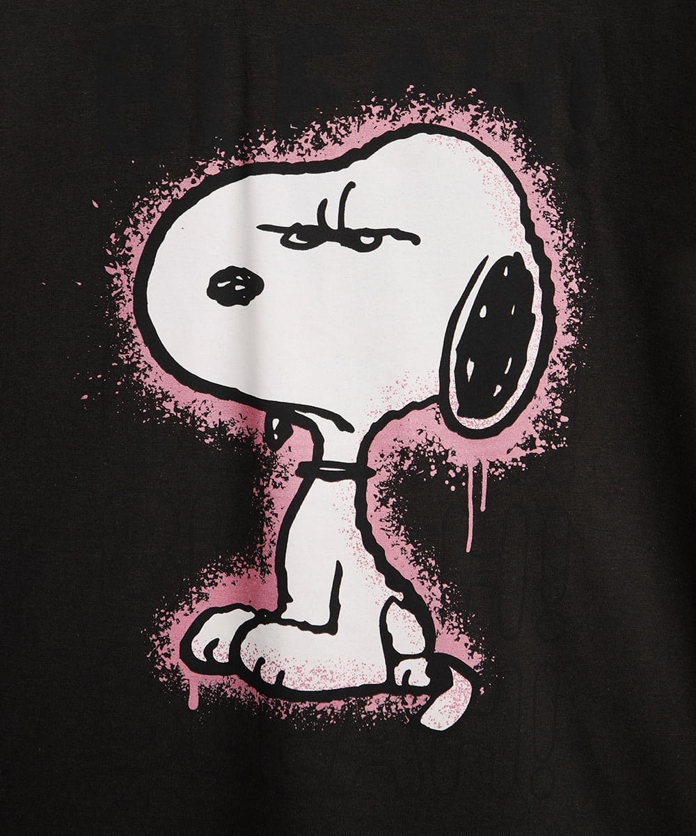 camiseta oversized juvenil de algodão snoopy cinza