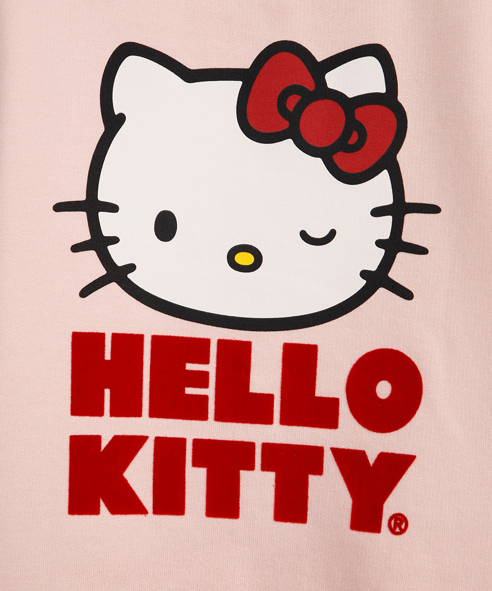 blusão de moletom infantil manga longa hello kitty rosa