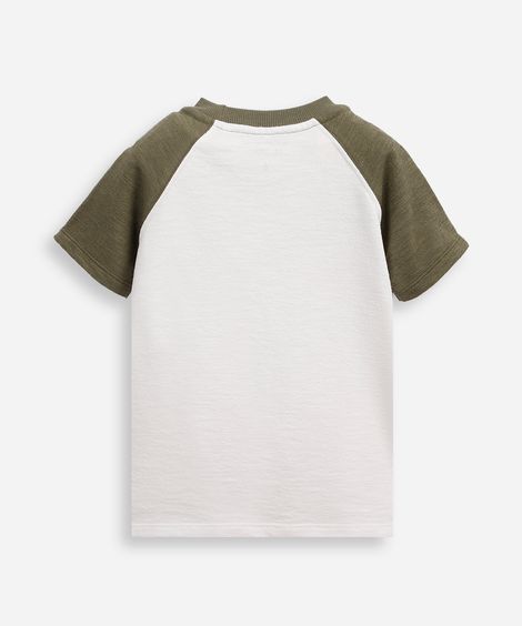 camiseta de algodão infantil manga raglan skateboard verde