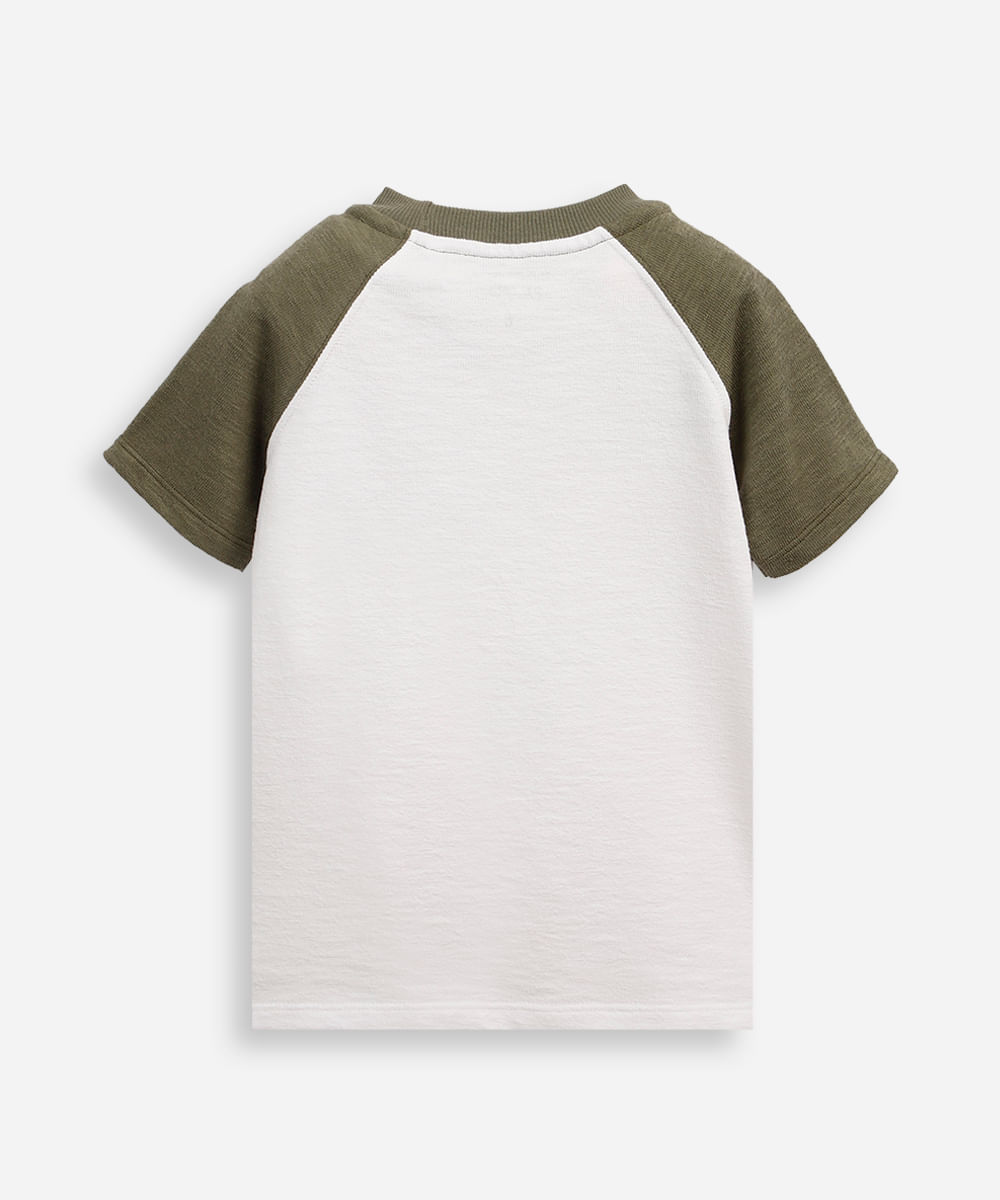 camiseta de algodão infantil manga raglan skateboard verde