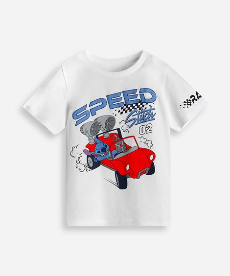 camiseta infantil stitch no carro off white