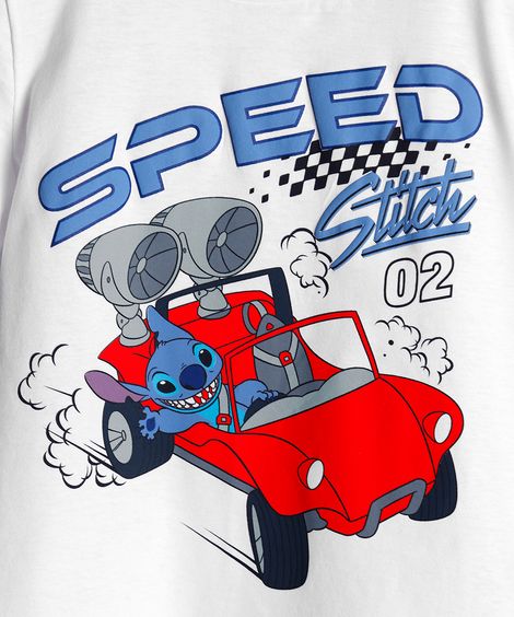camiseta infantil stitch no carro off white