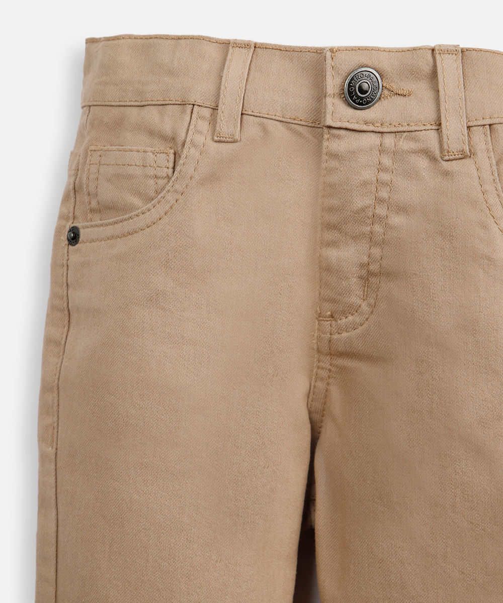 calça skinny infantil de sarja bege