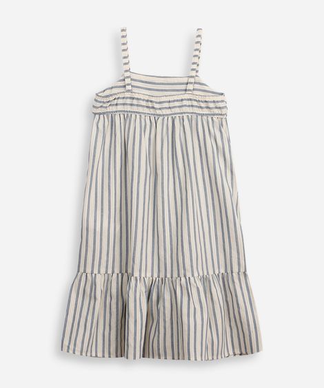 vestido midi infantil listrado azul