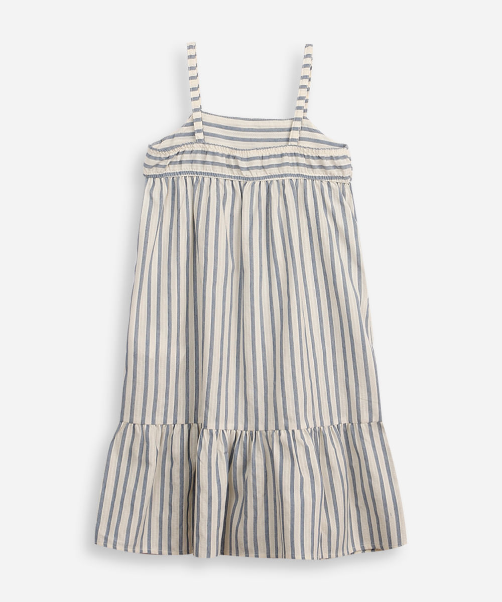 vestido midi infantil listrado azul