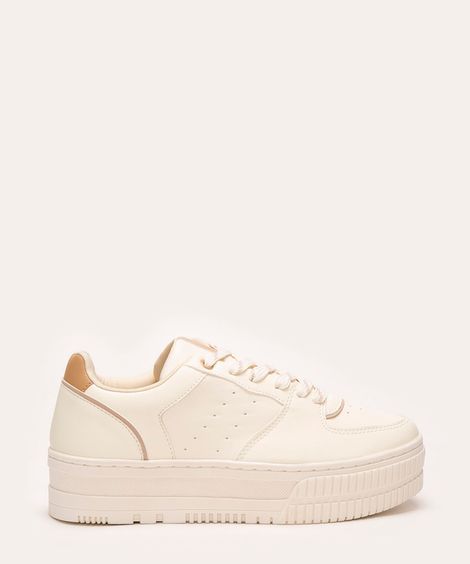 tênis casual cano baixo plataforma ace off white