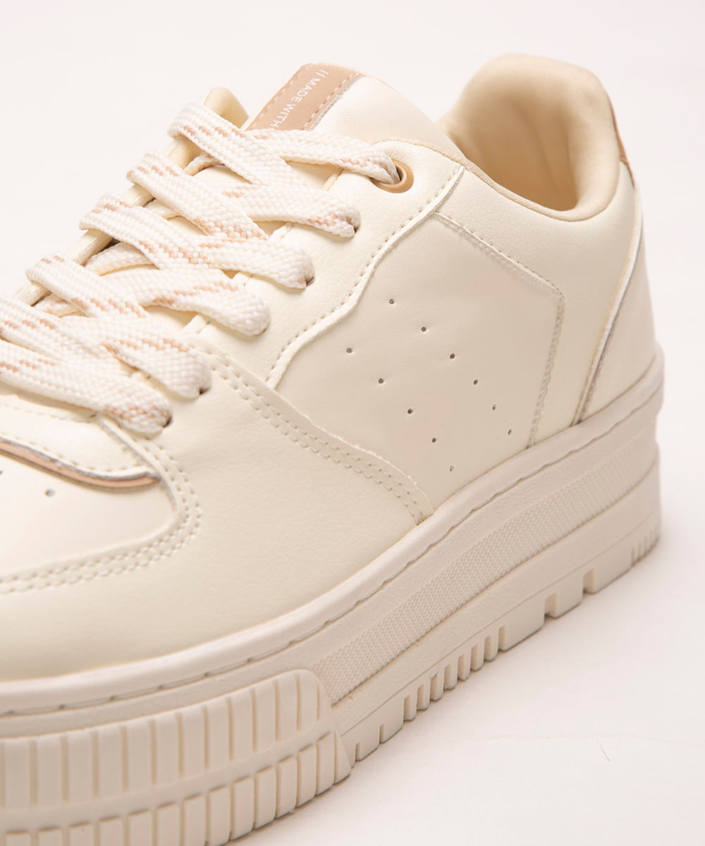 tênis casual cano baixo plataforma off white