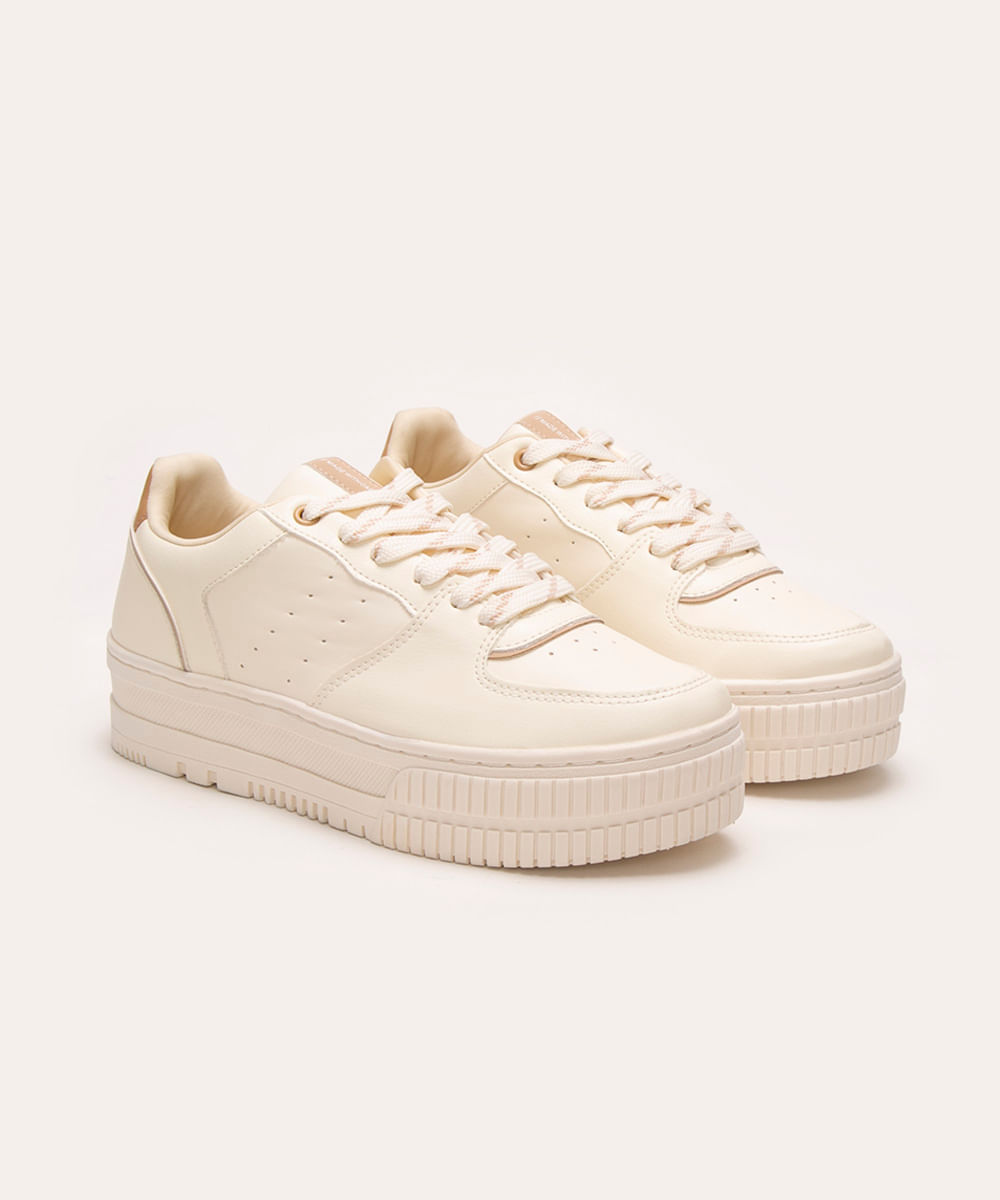 tênis casual cano baixo plataforma off white