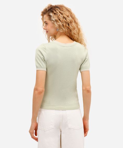 blusa feminina de tricot manga curta verde