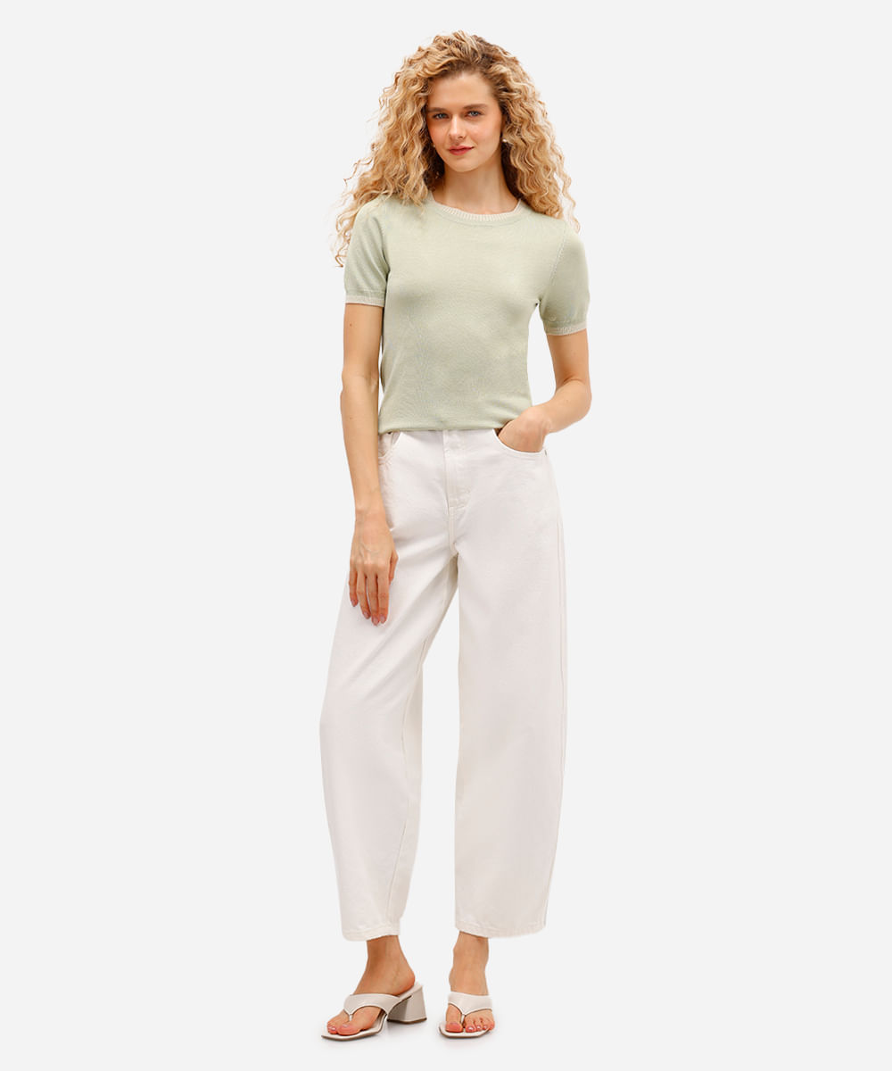 blusa feminina de tricot manga curta verde