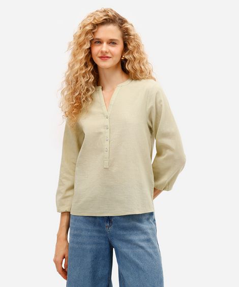 bata feminina de algodão manga longa verde