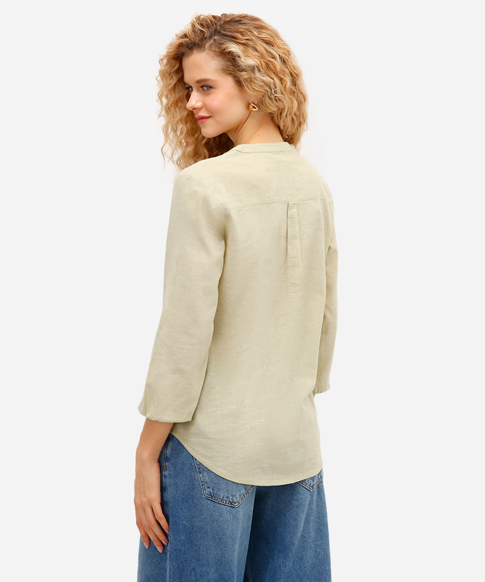 bata feminina de algodão manga longa verde