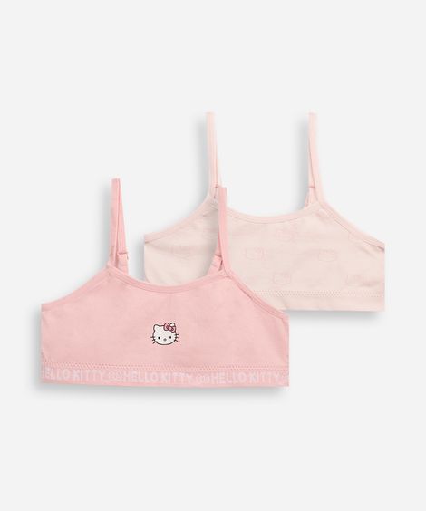 kit de 2 tops infantis hello kitty rosa
