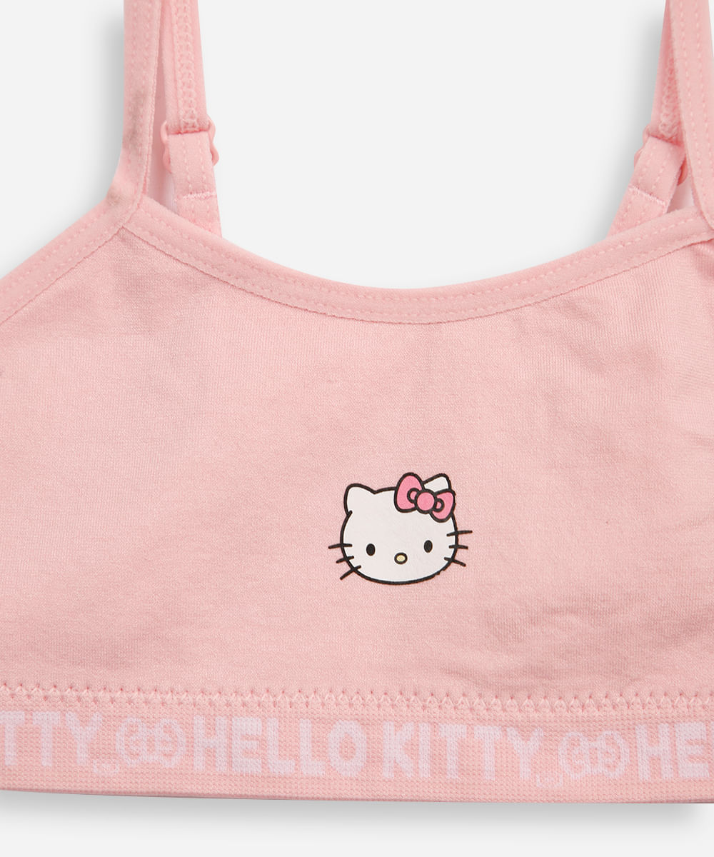 kit de 2 tops infantis hello kitty rosa