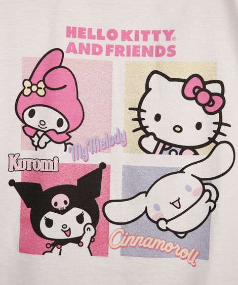 camiseta de algodão infantil hello kitty e amigos off white