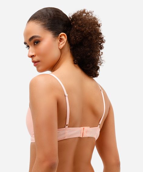 sutiã meia taça canelado com renda laranja