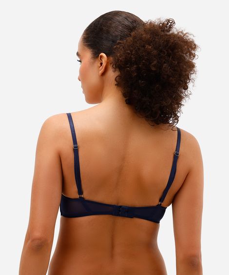 sutiã meia taça de renda azul